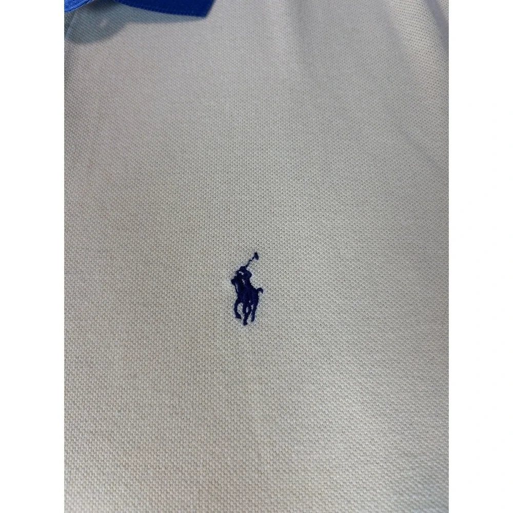 Polo Ralph Lauren Mens XL Yellow Navy Blue Contrast Collar Pique Polo Shirt